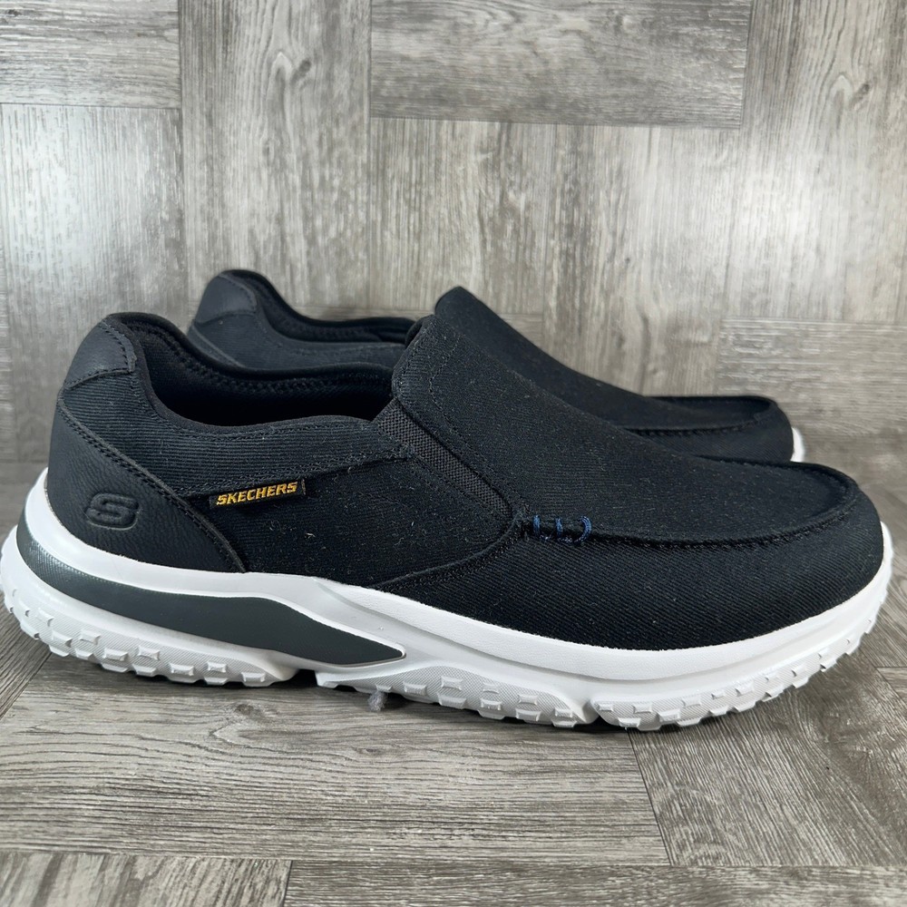 Skechers Slip-on Mens 12 Black Canvas Casual Memory Foam NEW 182003R