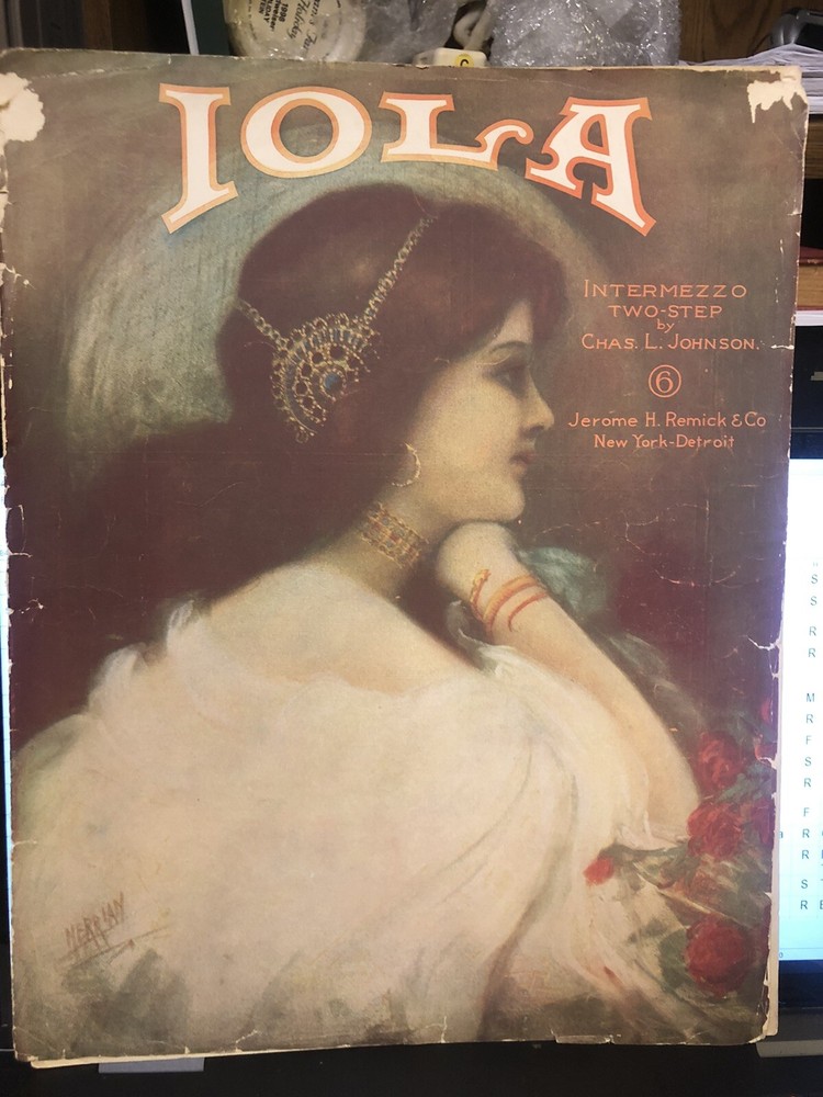 1906 scarce CHAS. L. JOHNSON 11x14 Instrumental sheet music IOLA