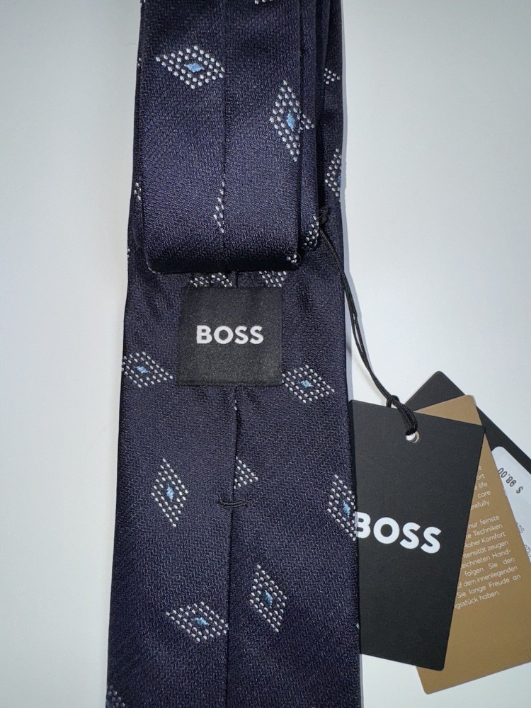 Hugo Boss Mens Dark Blue Diamond Tie - NWT