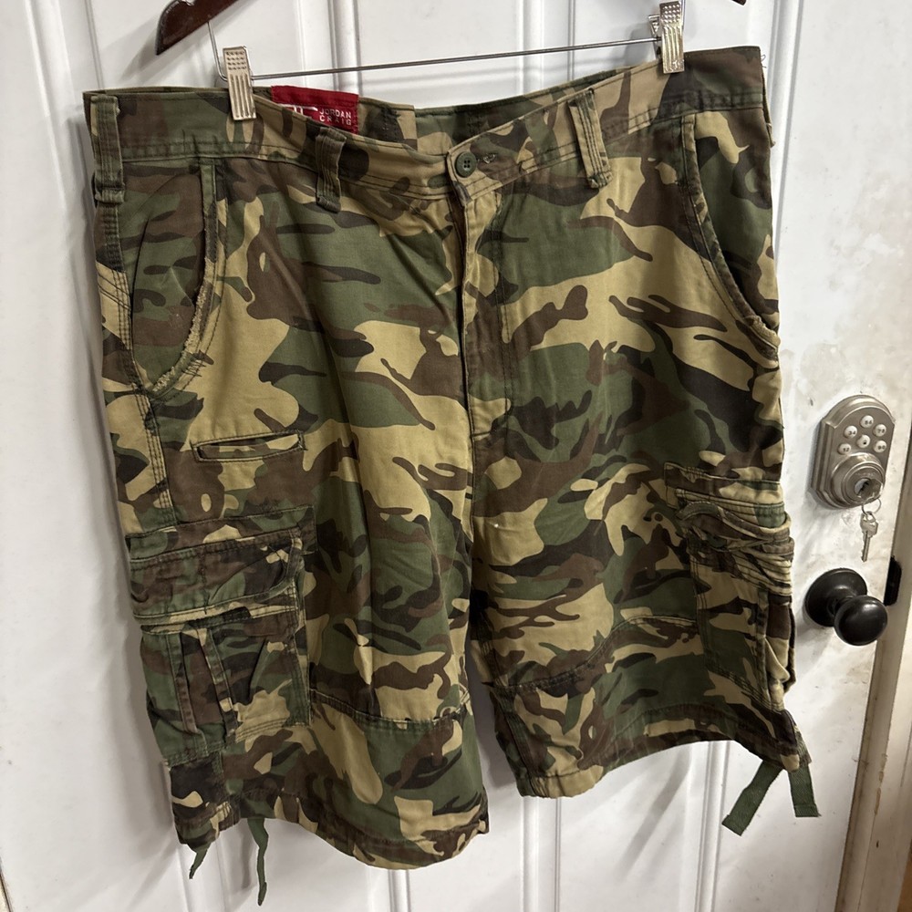 Jordan Craig Cargo Shorts Beige Camo Mens Size 40 Military Utility Heavyweight