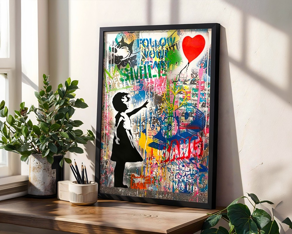 Banksy Balloon Girl Canvas Print, Modern Abstract Wall Art, Graffiti Art, Street-image