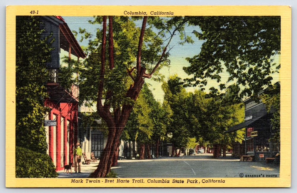 Vintage Postcard Columbia State Park California Mark Twain Bret Harte Trail
