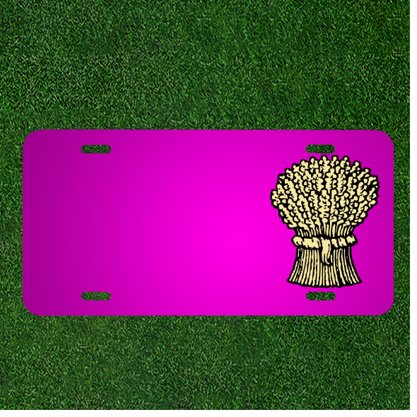Custom Car License Plate with Personalized Names on Wheat Grain Design