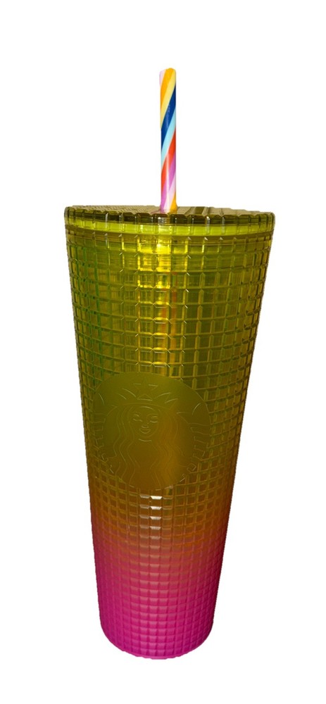 Starbucks Lemon Prism Spray Pink Yellow Venti Tumbler 24 oz. Ombre Gradient Cup