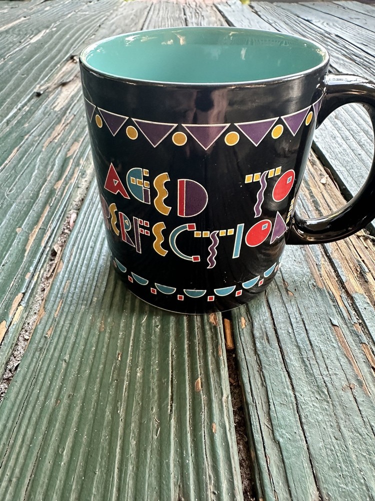 Coffee Mug Aged To Perfection Birthday Gift Cup 1990s Color Block Vintage