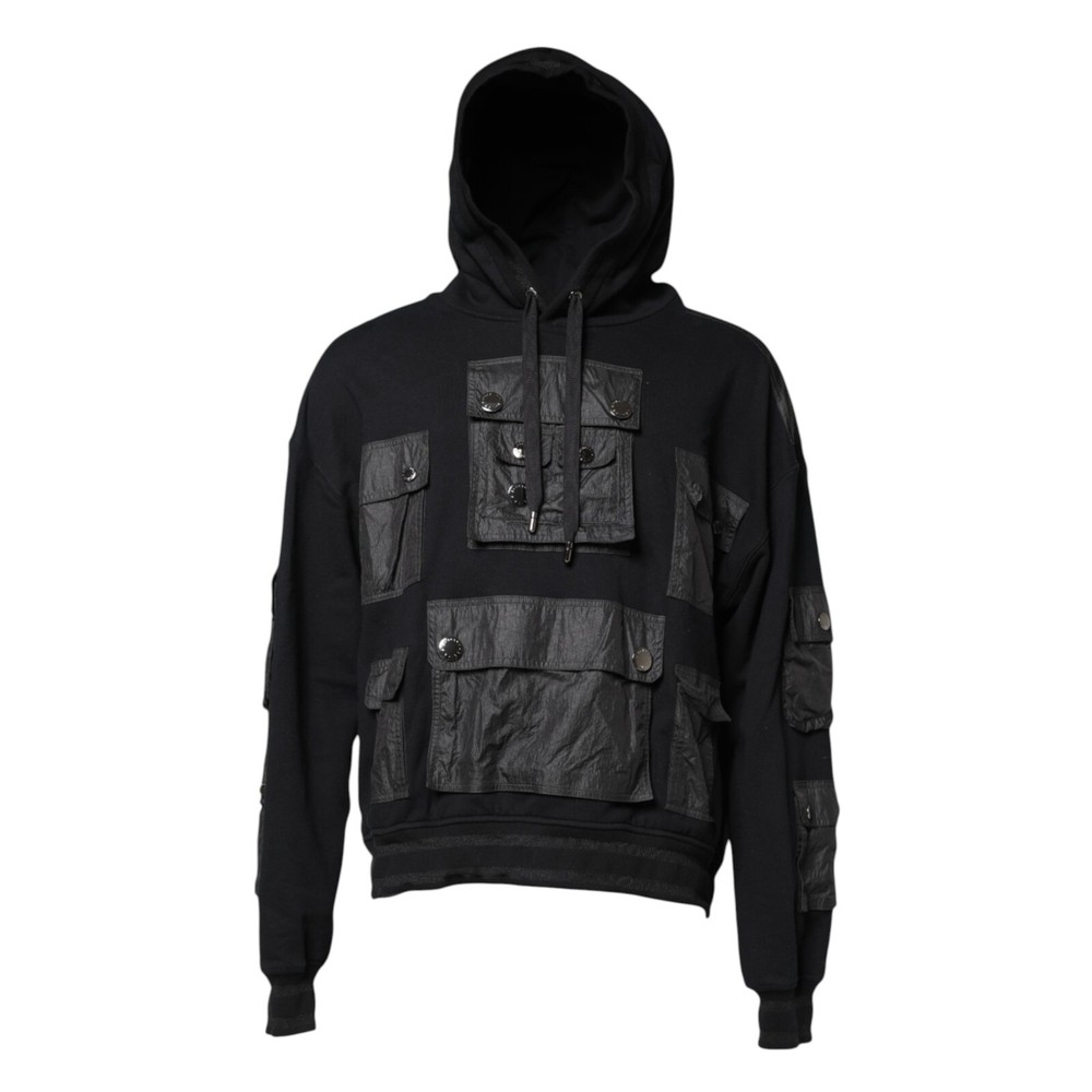 DOLCE & GABBANA Sweater Black Cotton Hooded Sweatshirt Men IT52/US42/XL 2180usd