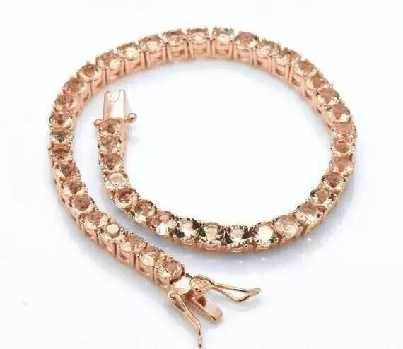 9Ct Gold Round 3MM Lab Diamond Three-Prong Tennis Bracelet 7.5 Inches for Women