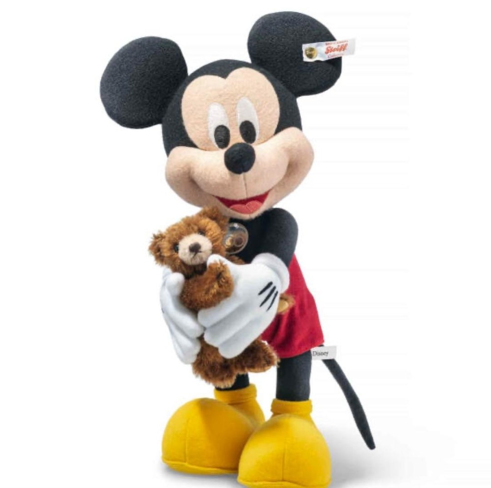 Disney Steiff D100 Mickey Mouse & Teddy Bear 31cm Tag, Used