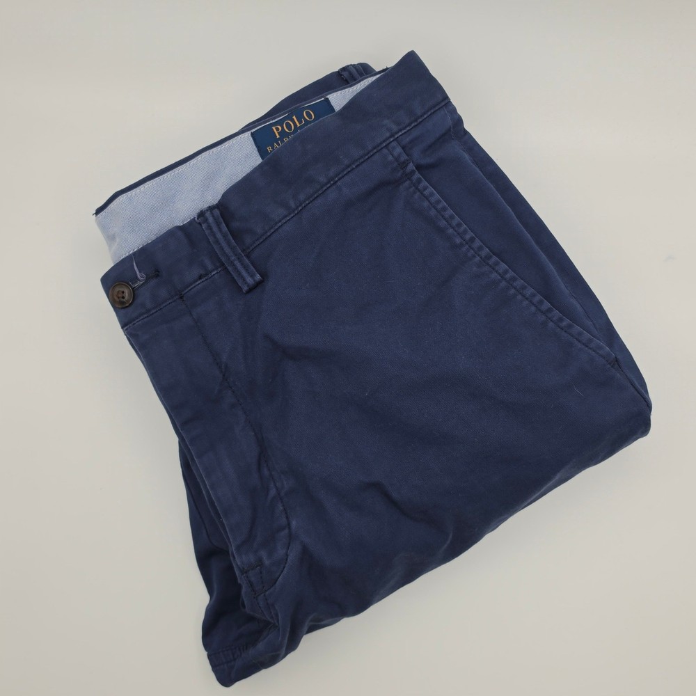 Polo Ralph Lauren Chino Pants Mens 34x30 Navy Blue Excellent Stretch Slim Fit