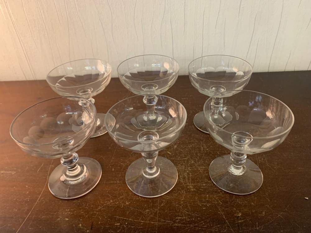 6 Crystal Champagne Glasses (Lot Of 6 Glasses)