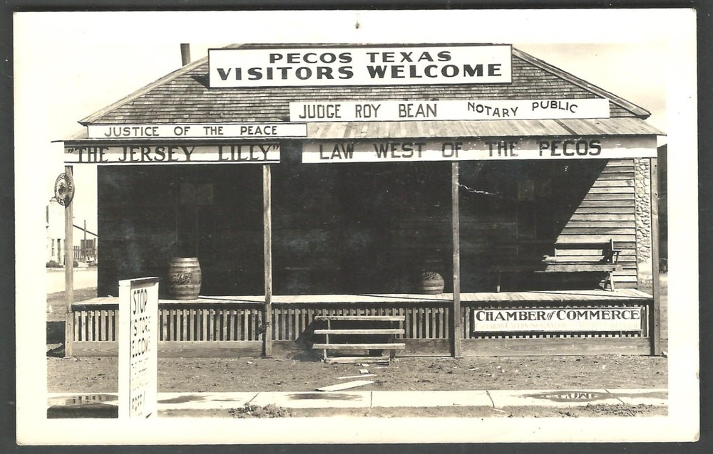 LANGTRY TEXAS Judge Roy Bean LAW WEST OF THE PECOS Real Photo Postcard 1