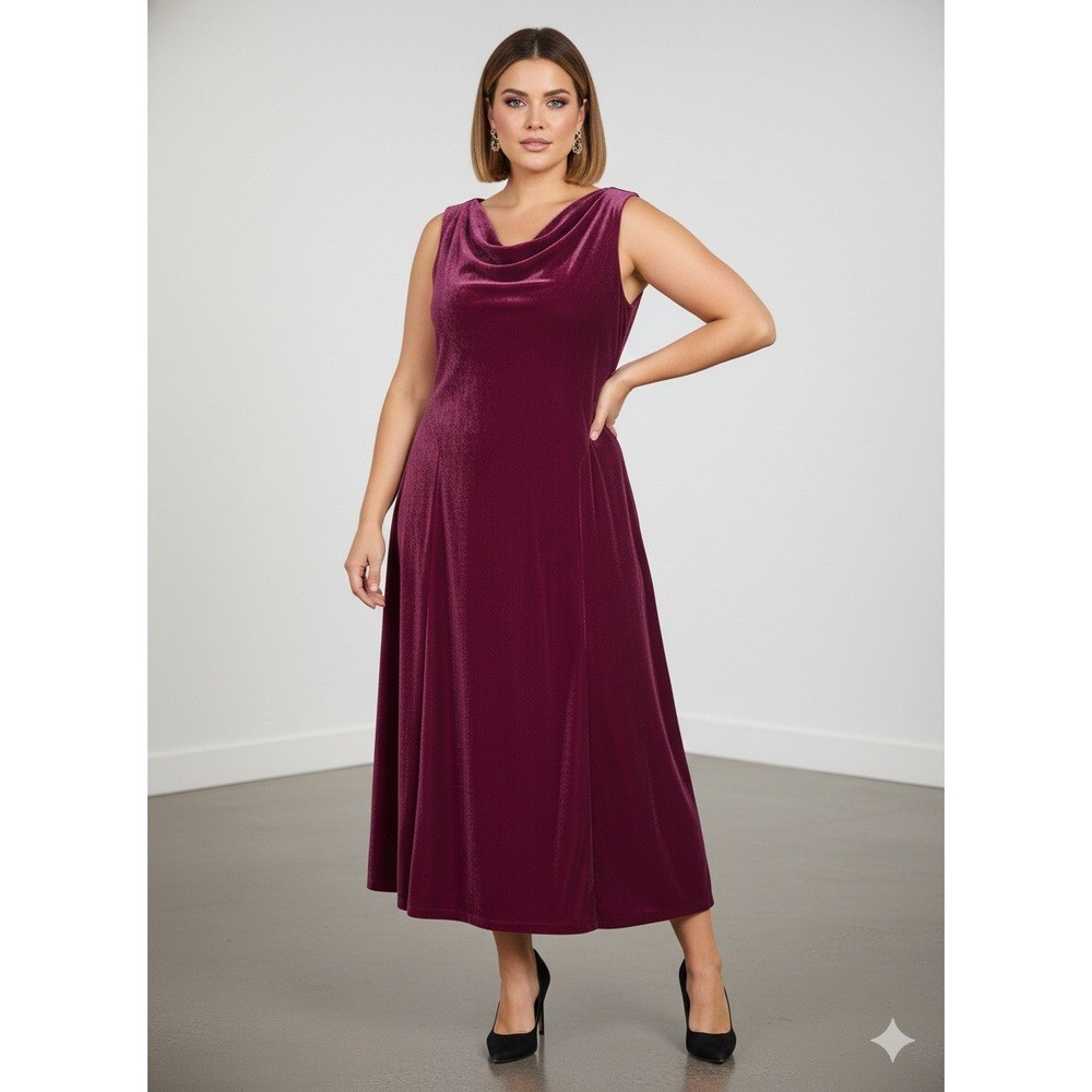 Coldwater Creek Velvet Cowl Midi Dress Large Lagenlook Dark Romantic Feminine