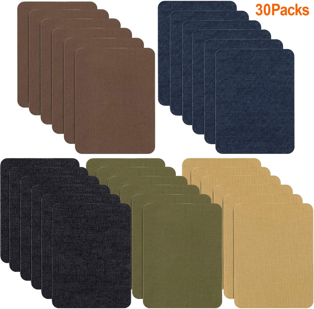 Iron On Denim Repair Patches 30 Pcs for Clothing Jeans 4.9x3.7 In Kit