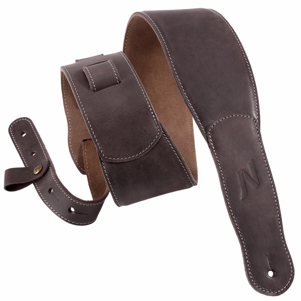 3-Inch Guitar Strap, Full Grain Leather with Foam Padding and Cable Organizer...