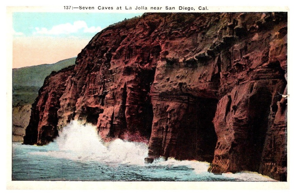 c1910 Famous Seven Caves At La Jolla San Diego California Vintage Postcard