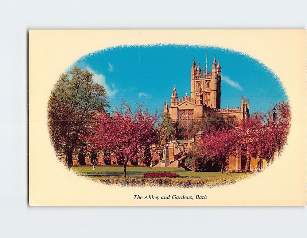 Postcard  The Abbey & Gardens Bath Somerset England