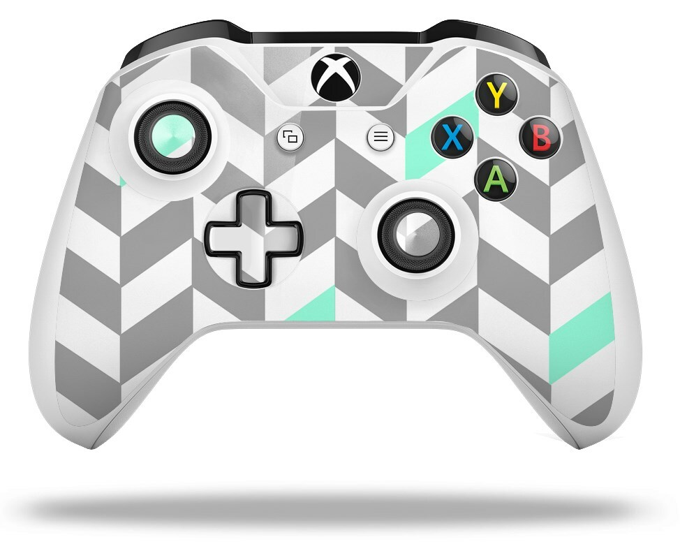 Skin for XBOX One S / X Controller Chevrons Gray And Seafoam Vinyl Decal