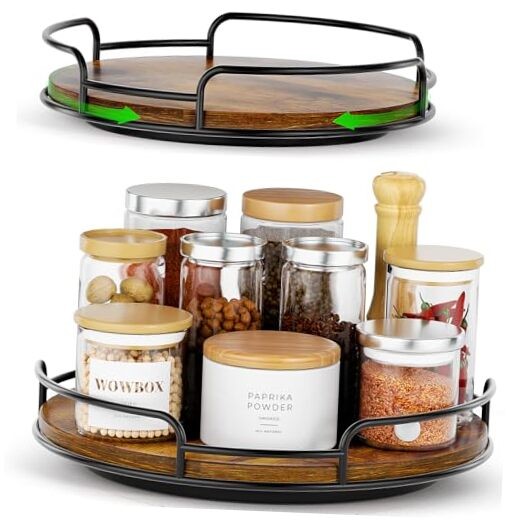 2 Pack Rotating Lazy Susan Organizer for Spices and Tabletop Storage