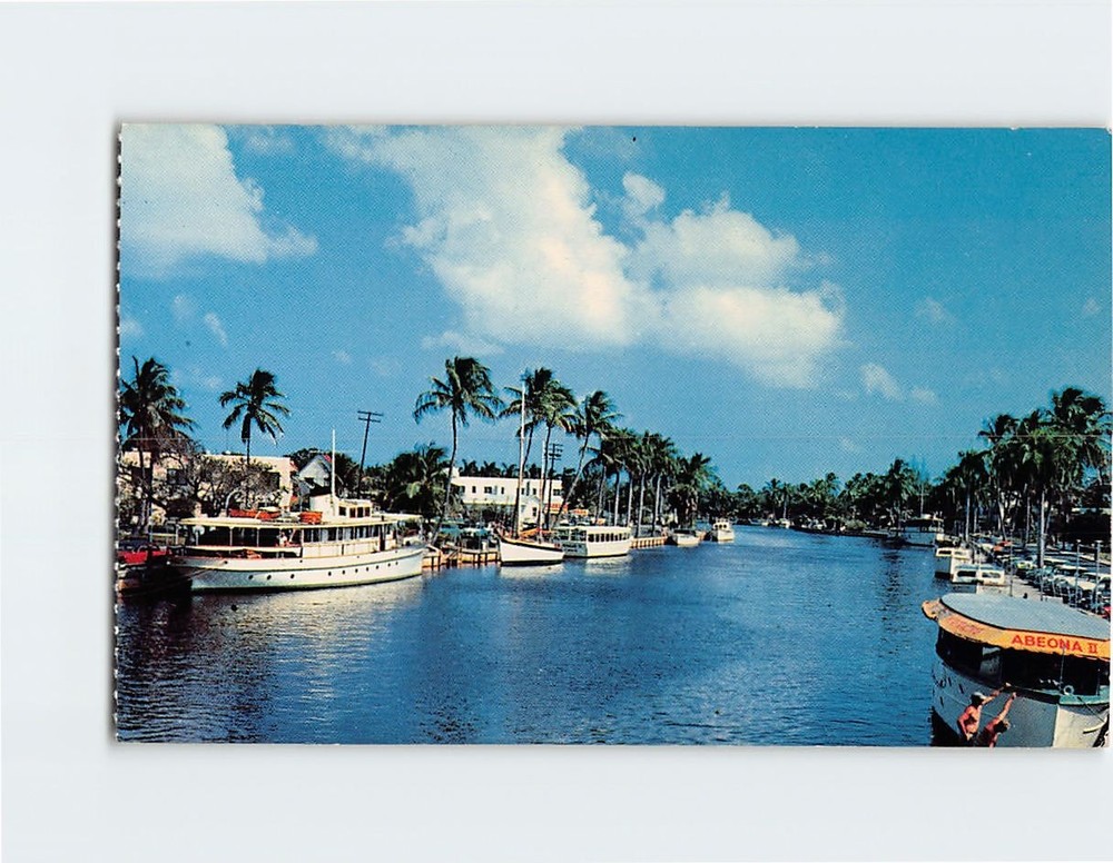 Postcard Pleasure and fishing boats tied up at the docks Fort Lauderdale FL USA
