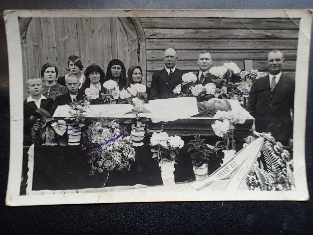 1930-s OLDER MAN POST MORTEM OPEN COFFIN ORIGINAL VINTAGE PHOTO EUROPE