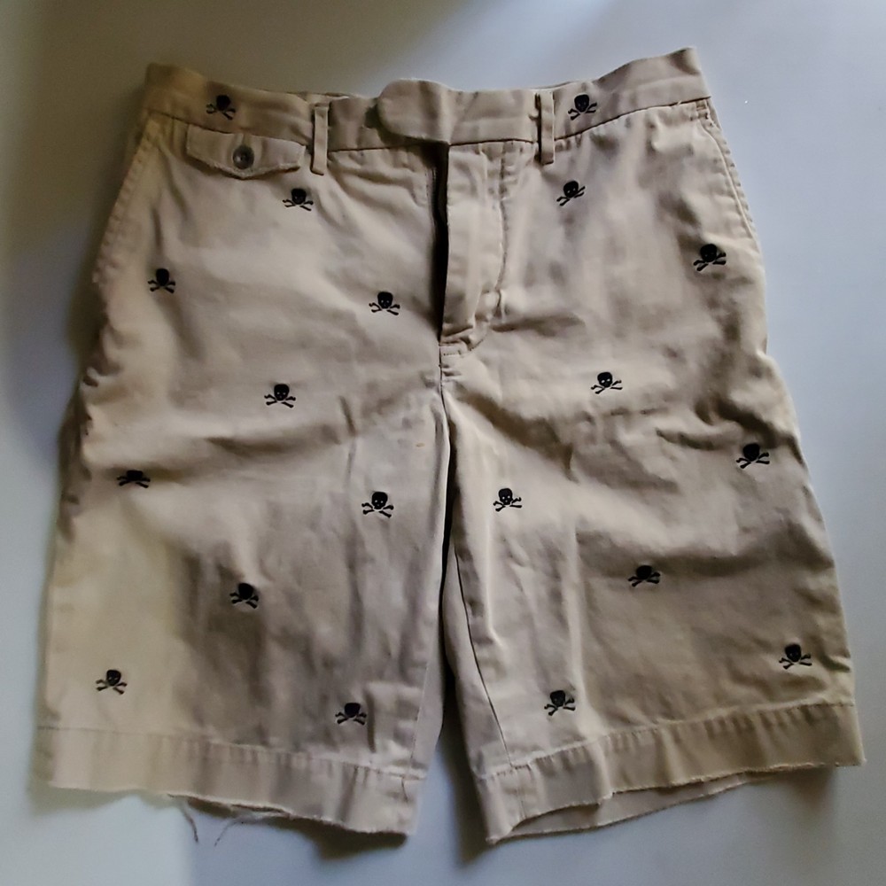 Rugby Ralph Lauren Khaki Skull & Crossbones Shorts Men’s Size 31 RARE Good Cond