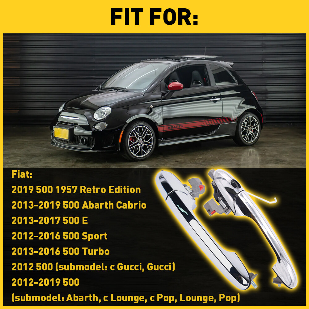 AUXITO 2X Exterior Outside Right Front Handles Door Left For Fiat 500 Waterproof