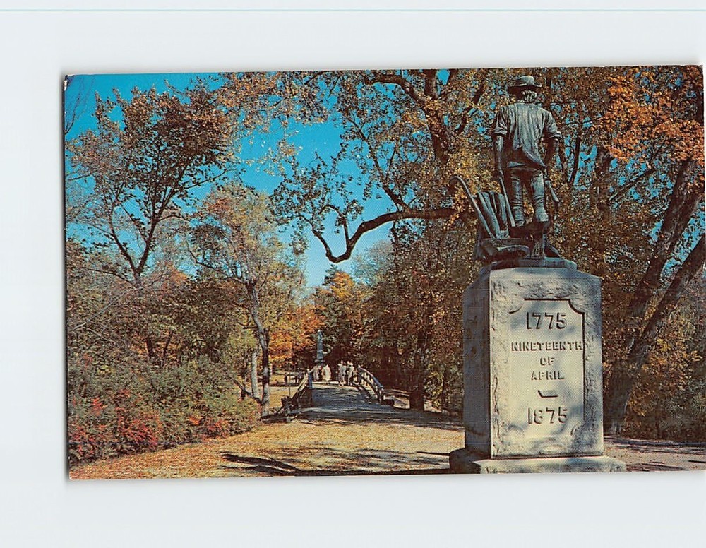 Postcard Minute Man Statue Old North Bridge Concord Massachusetts USA