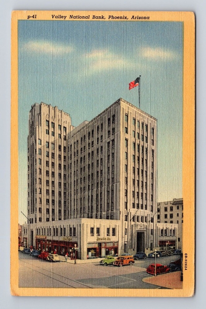 Phoenix AZ-Arizona, Valley National Bank Building, Vintage Postcard