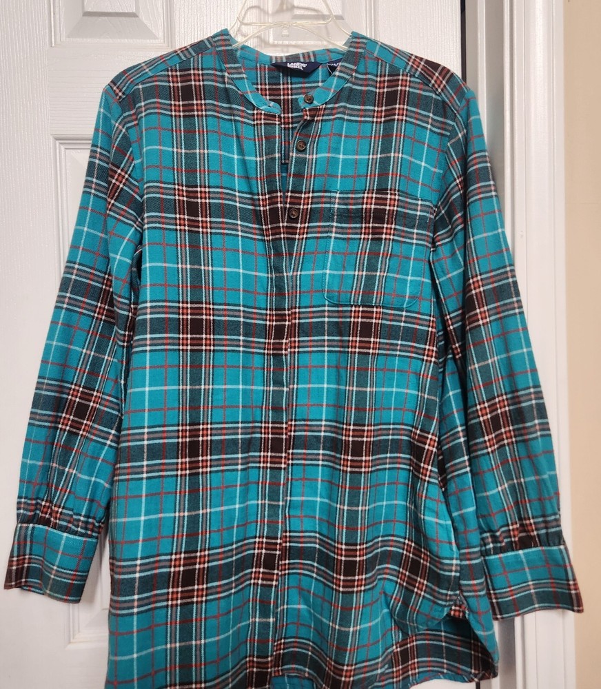 Lands End Womens Flannel Long Sleeve Tunic Top with Pocket Size 10-12 MP