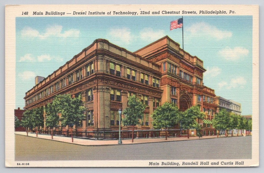 Drexel Institute of Technology Philadelphia PA Linen Postcard 1939 Curteich
