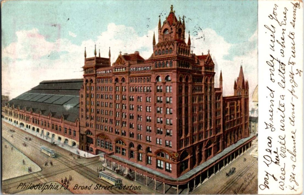 Pre-1907 BROAD STREET TRAIN STATION DEPOT Philadelphia Pennsylvania PA BB7393