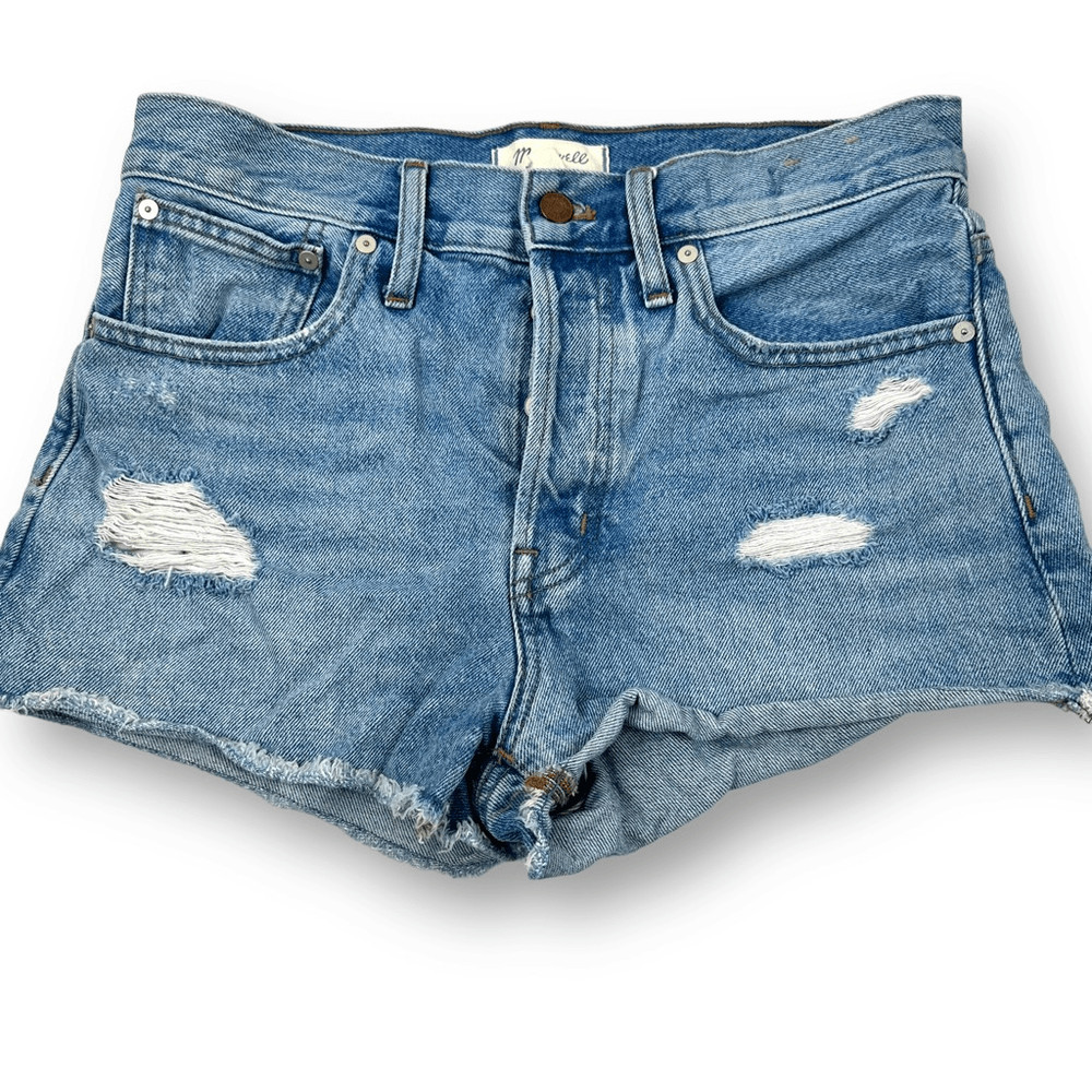 Madewell distressed look relaxed denim button fly shorts women’s size 27