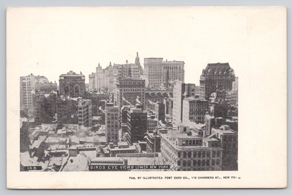 Lower New York City Birds Eye View Early 1900s Postcard