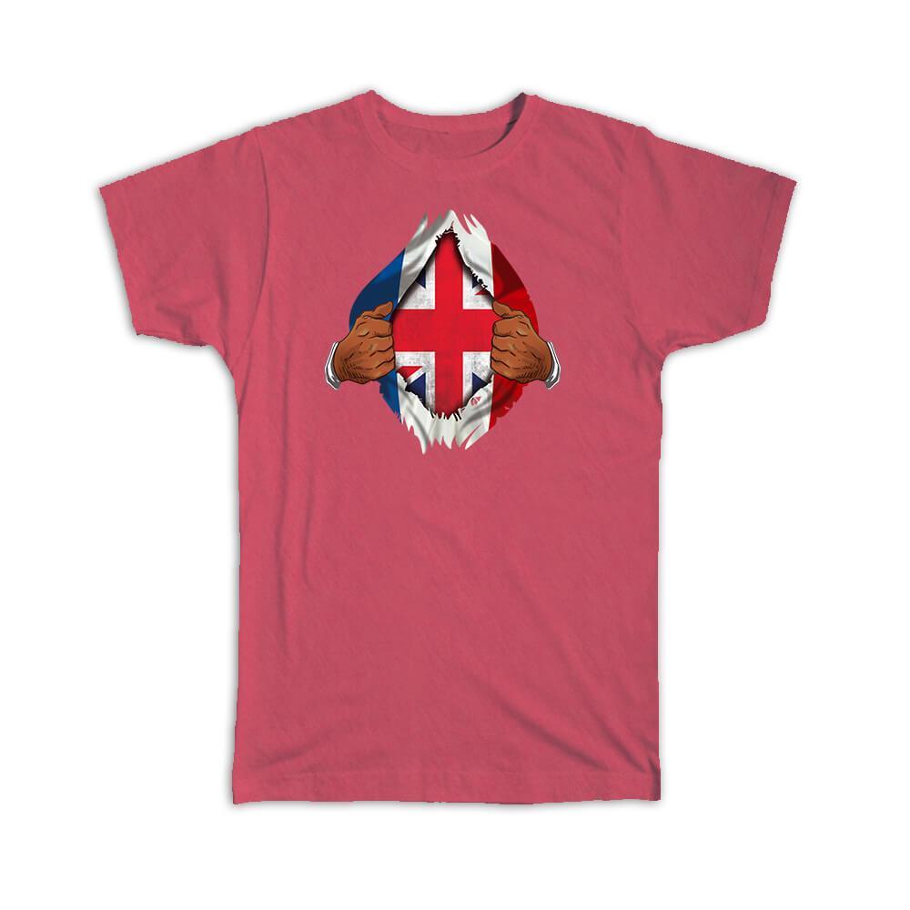 UK French Flag Chest British Pride Gift T-Shirt