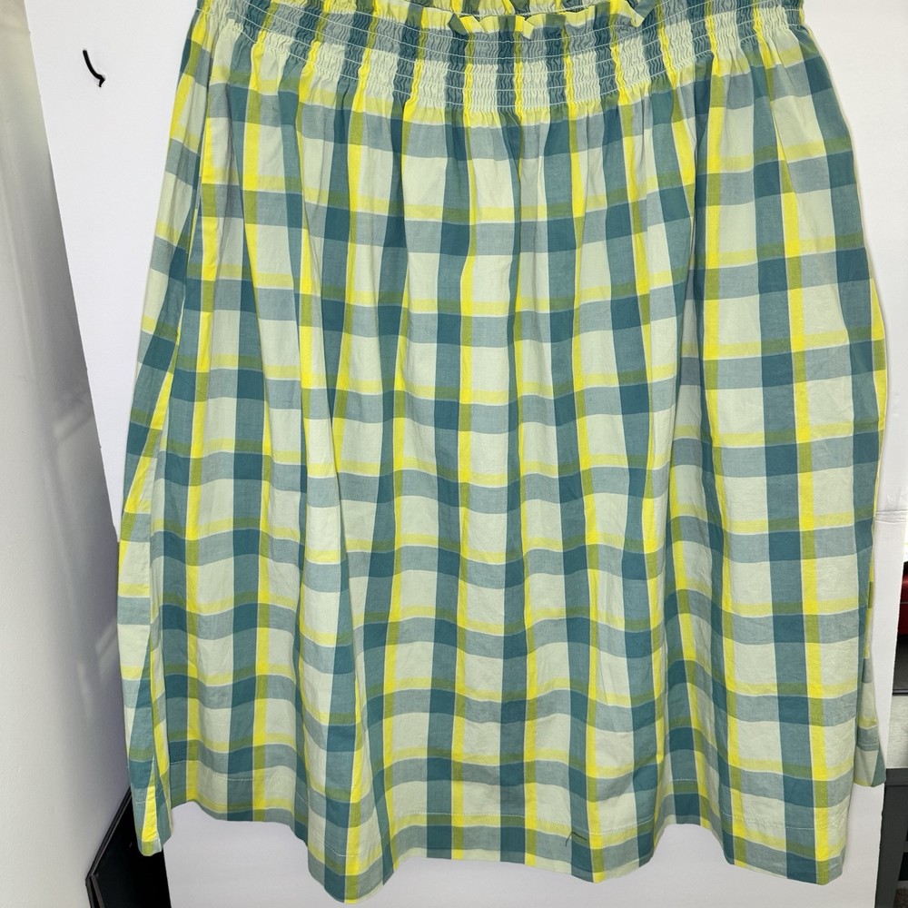 A.N.A Plaid Yellow & Blue Elastic Stretch Waist Skirt Size XXL