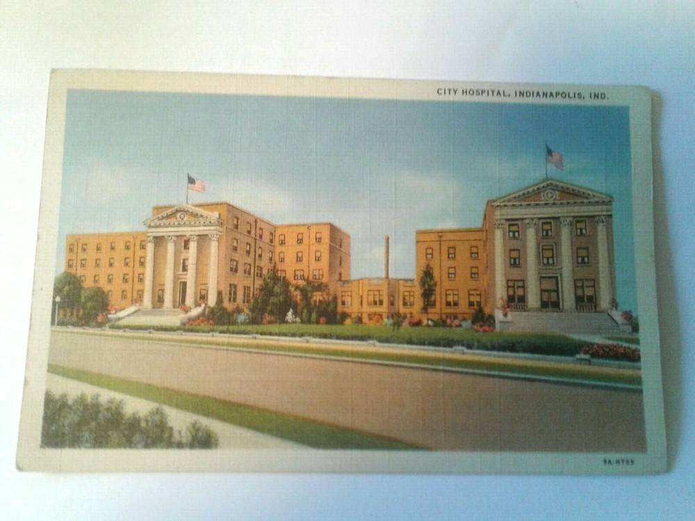 Indiana: City Hospital - Indianapolis. - Vintage Unused Linen  Postcard