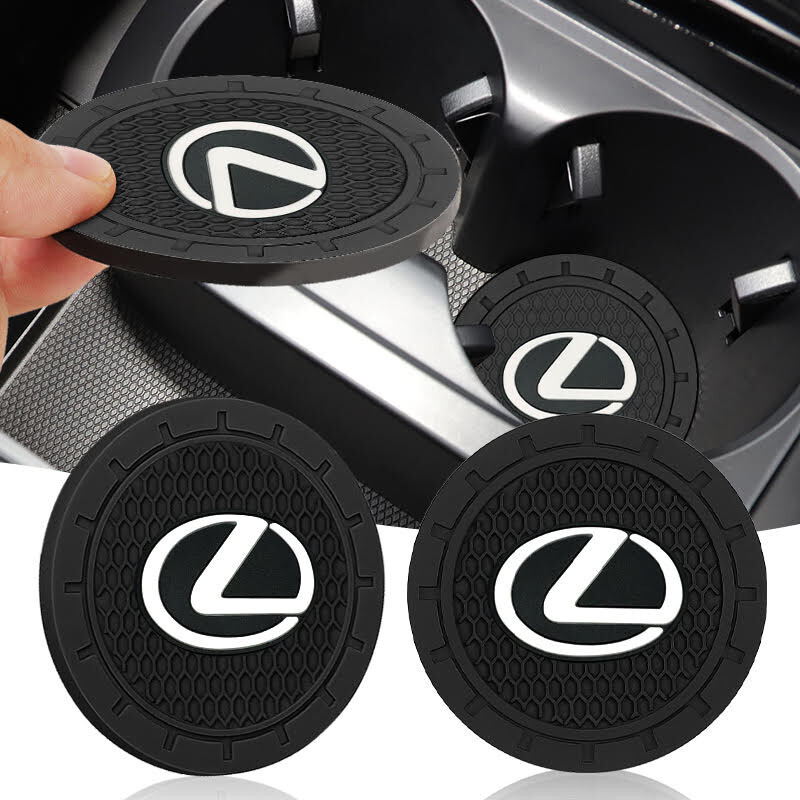 2PCS Lexus Car Cup Coaster Non-Slip Silicone Water Cup Holder Waterproof Pad