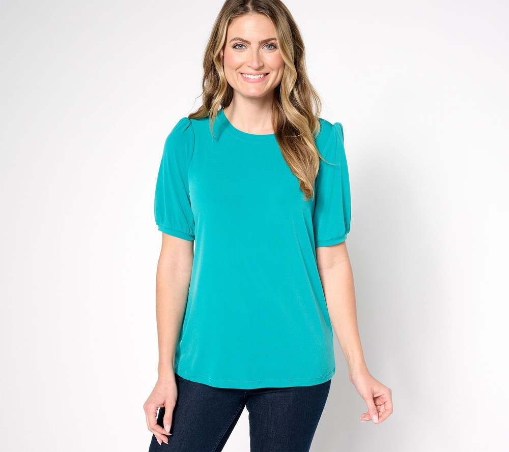 Susan Graver Women's Top Plus Sz 4X Every Day Liquid Knit Green A673953