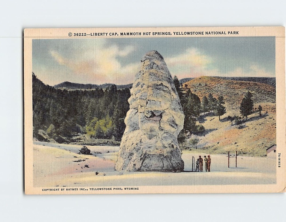 Postcard Liberty Cap Mammoth Hot Springs Yellowstone National Park Wyoming USA