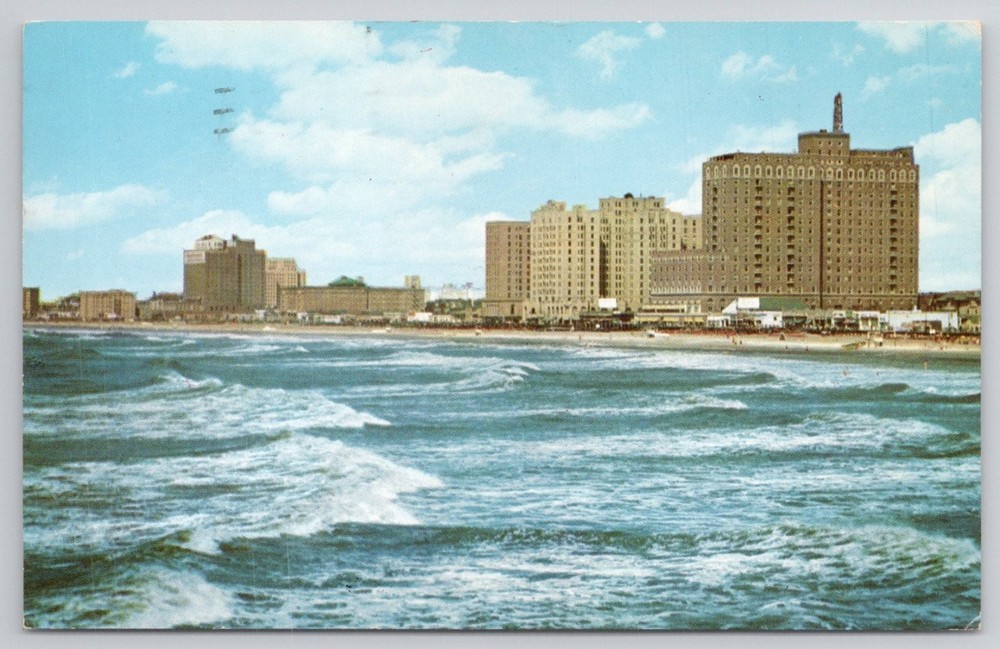 Vintage Atlantic City NJ Ocean View Ventnor Beach Curteichcolor Postcard 1960s