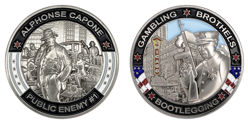 CHICAGO POLICE CHALLENGE COIN: Al Capone - Public Enemy #1, Size: 2