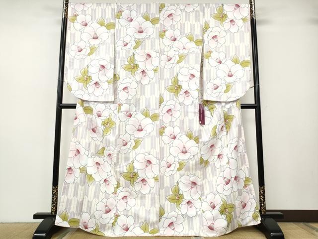 Heiwaya Kimono Small Long-Sleeved Camellia Fabric Unused Traditional Japanese Cl