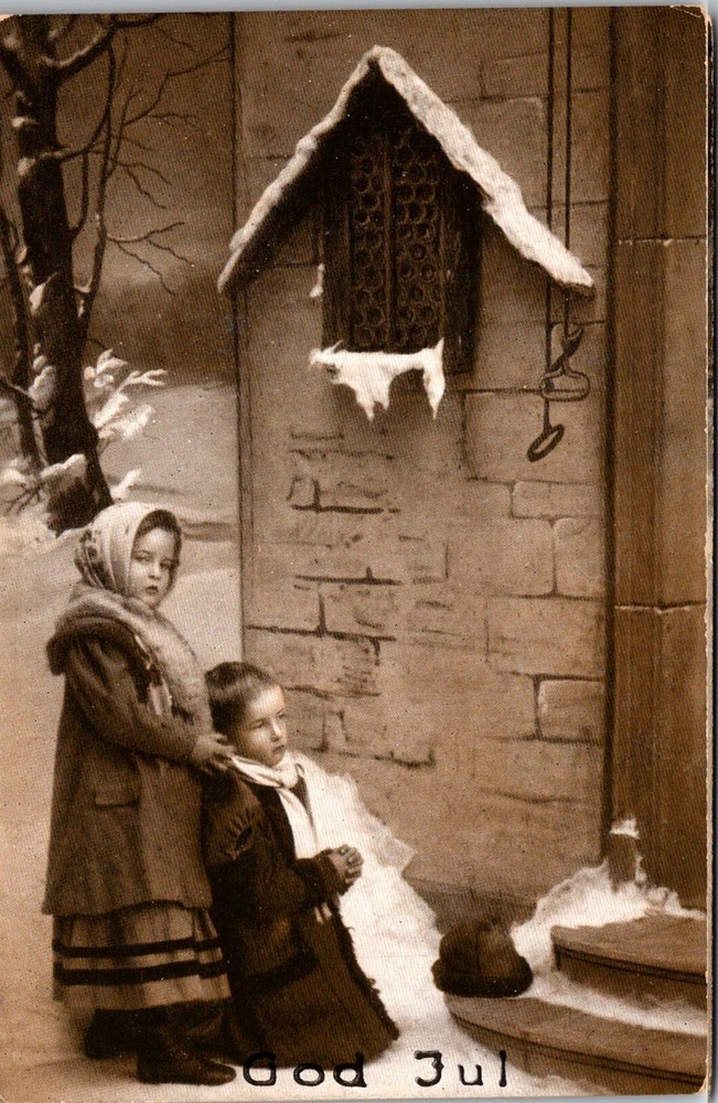 Dr Jim Stamps Postcard God Jul Merry Christmas Swedish Children Snowy