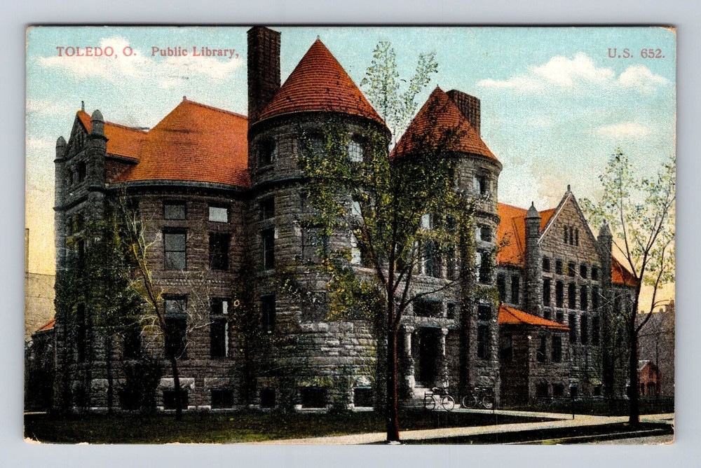 Toledo OH-Ohio, Public Library Building, Vintage c1908card