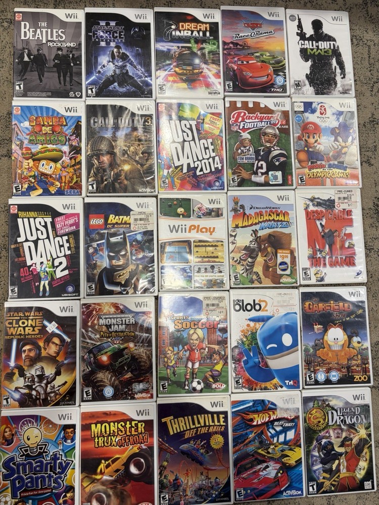 Lot Of 25 Nintendo Wii Games: Mario & Sonic, Da Blob, Star Wars, Samba De Amigo