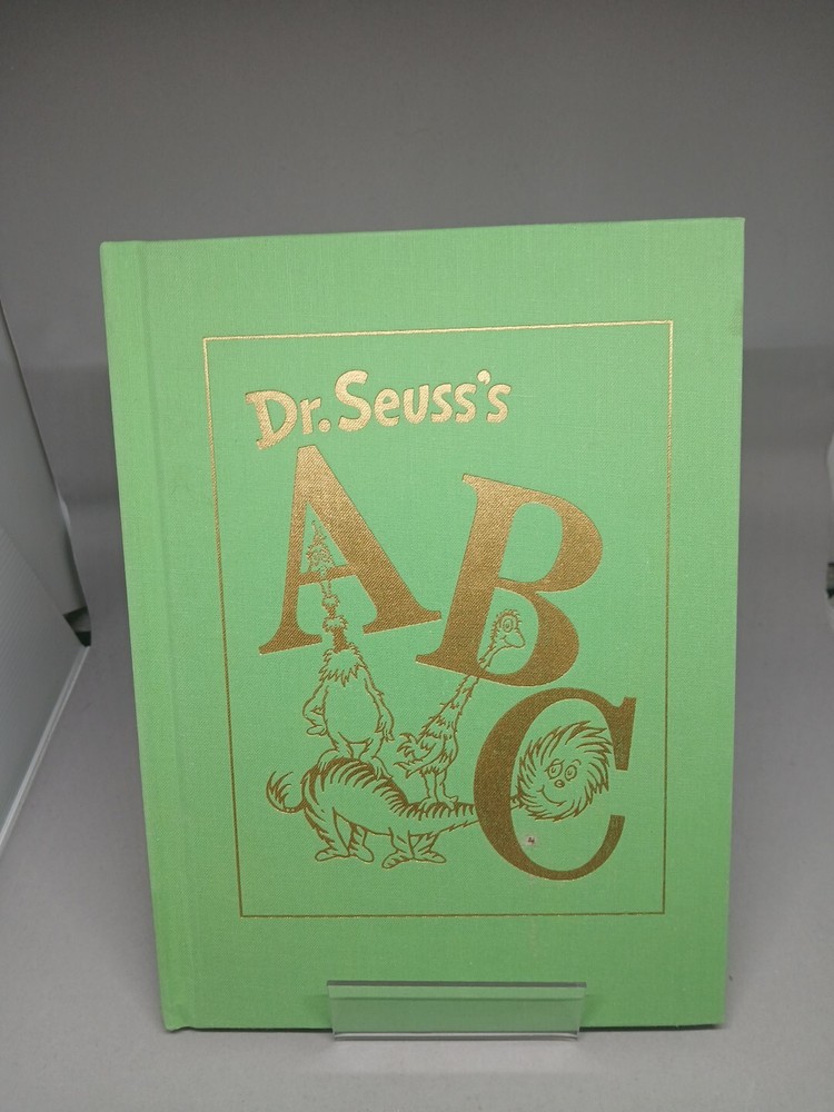 Dr.Suess ABC Book, Rare Green Book, HTF, Gold Lettering, Vintage Hardcover Book,