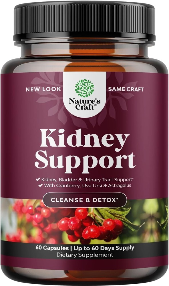 Kidney Health Support Supplement with Uva Ursi & Cranberry - Kidney Detox - USA