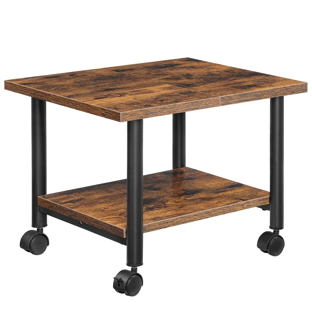 2-Tier Printer Stand Cart on Wheels, Heavy Duty Storage Rack for Home/Office