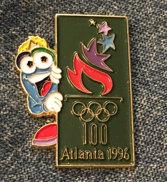 1996 Olympic Pin ~ Mascot IZZY with Green Games Mark ~ Cloisonne by HoHo NYC