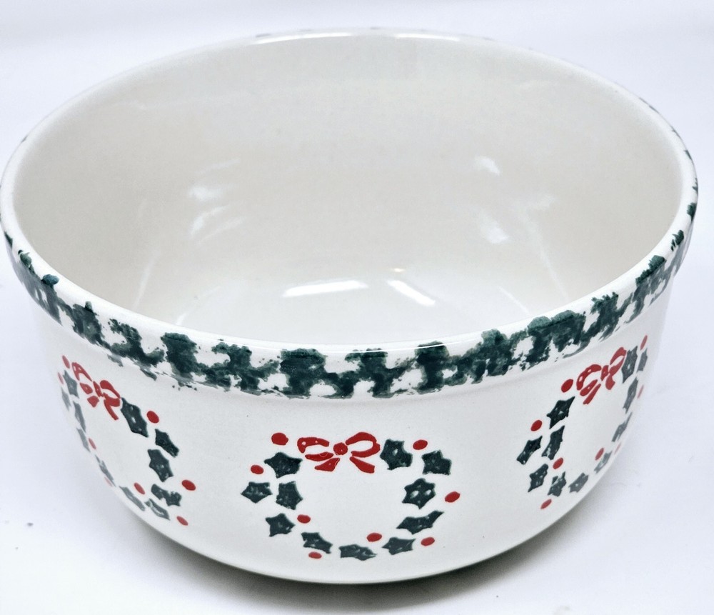 Folk Craft Holiday Pines Tienshan Wreath Cereal Soup Bowl Replacement  New Vtg